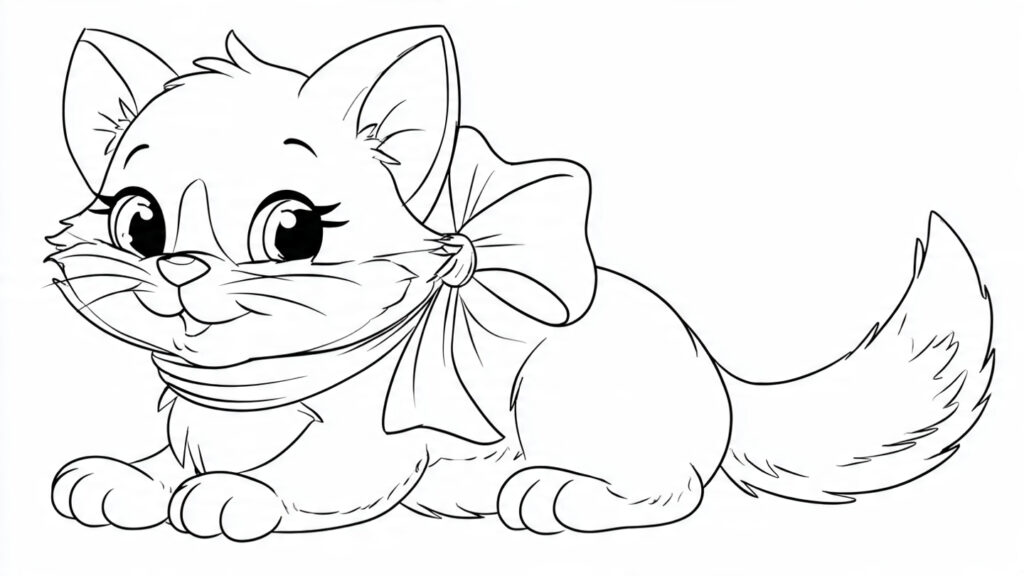 dessin de chaton mignon avec grands yeux à colorier