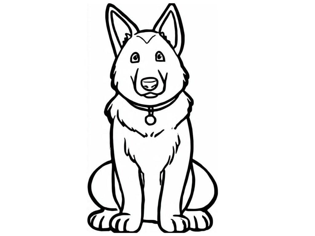 dessin de chien berger allemand à colorier gratuit pour enfants