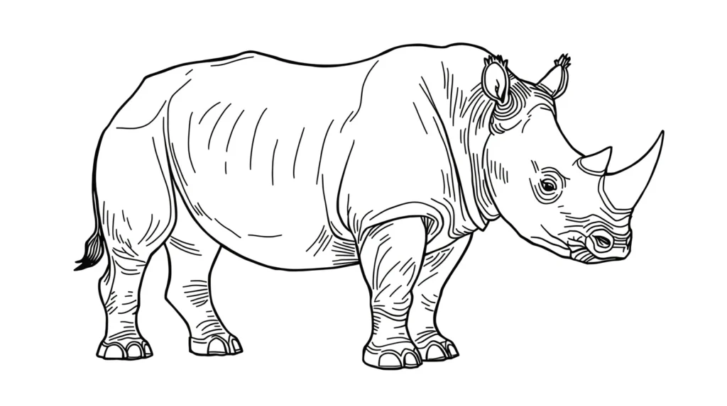 dessin de rhinocéros puissant à colorier pour enfants 1