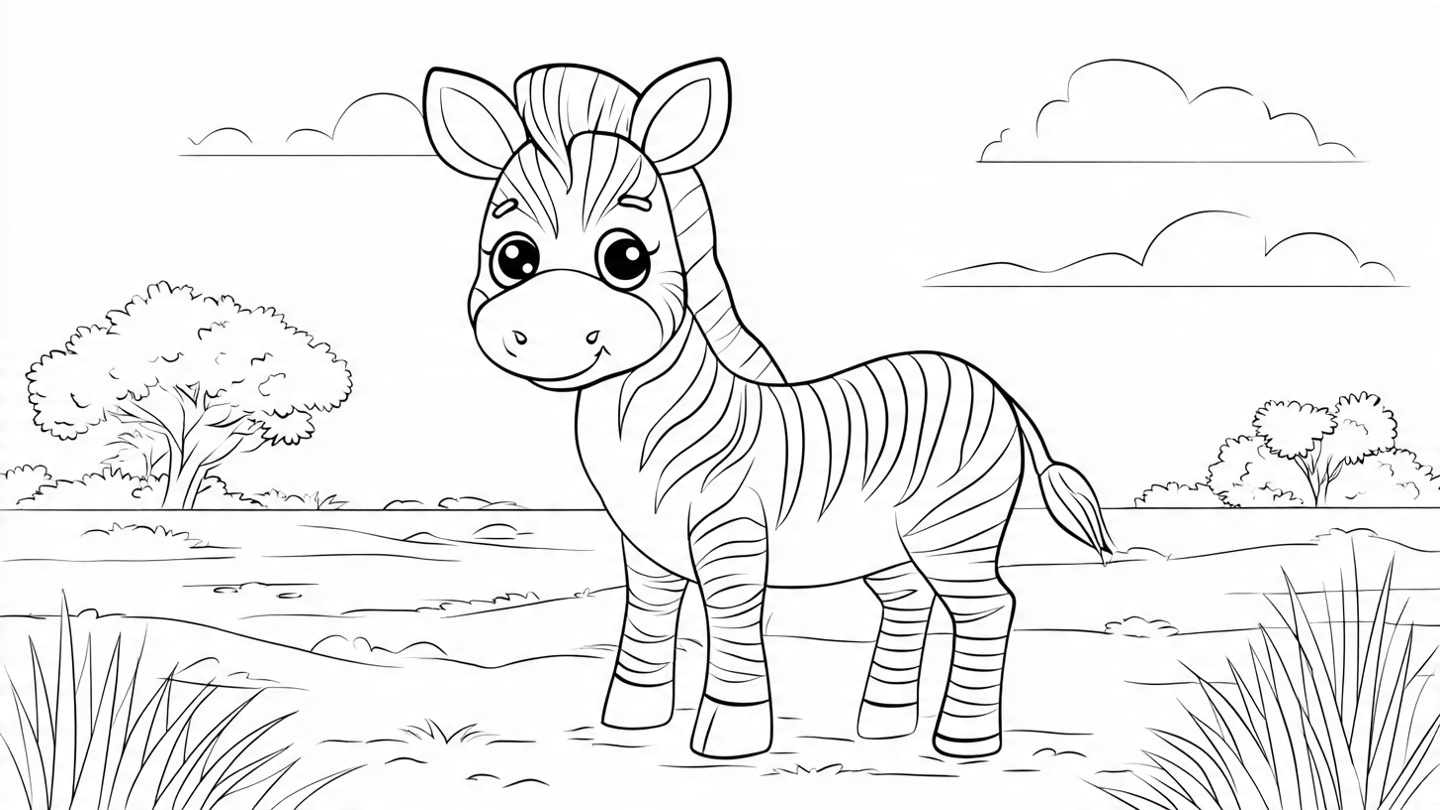 Coloriage Zèbre Zébré Facile à Imprimer Gratuitement