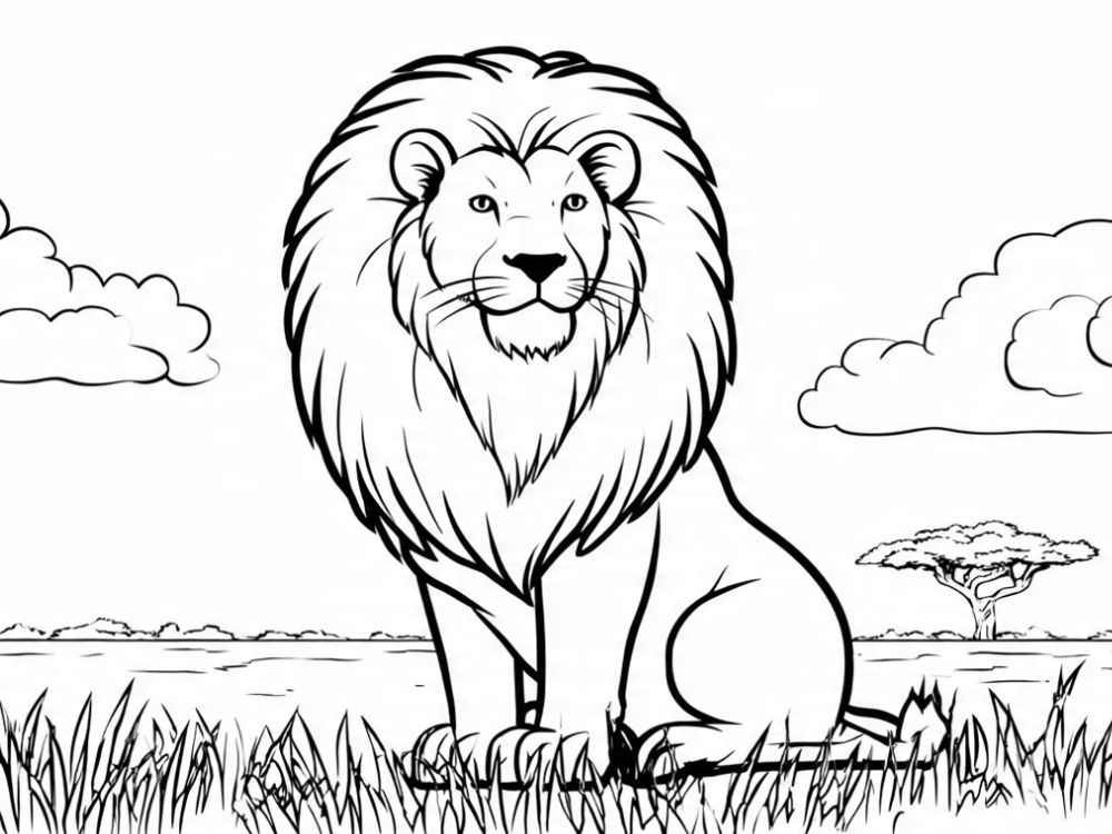 Coloriage Lion Majestueux : Le Roi de la Savane à Imprimer Gratuit