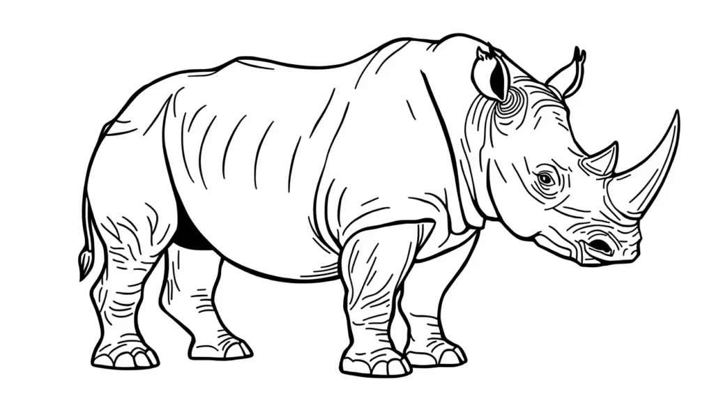 dessin de rhinocéros puissant à colorier pour enfants 2