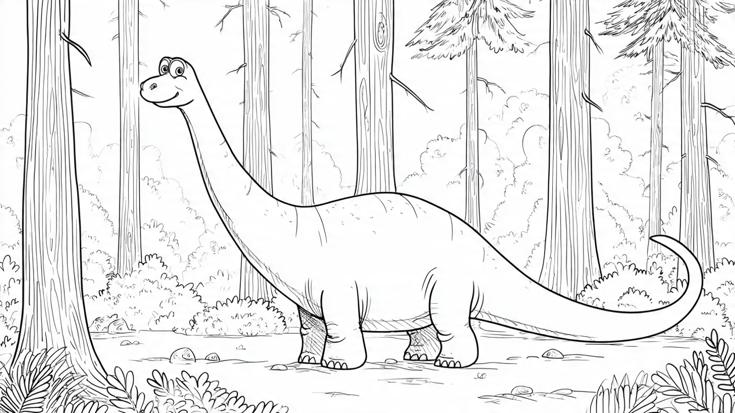 Coloriage Diplodocus au Long Cou : Dessin de Dinosaure à Imprimer Gratuit